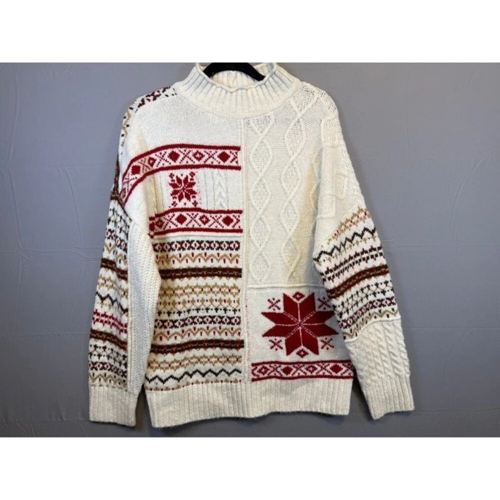 American Eagle Fair Isle Cable Knit Sweater
